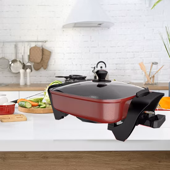 1400W Electric 4L Steam Woks Stir Fry Pans Nonstick Frying Wok Pan with Lid and Adjustable Temperature Control